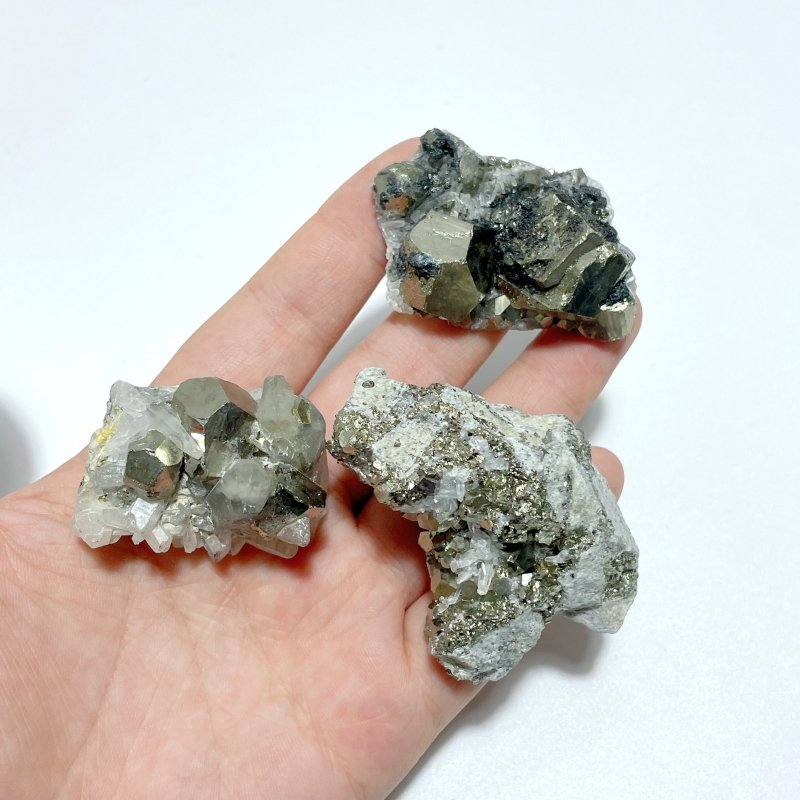 19 Pieces Pyrite Mixed Clear Quartz Cluster Specimen For Collection - Wholesale Crystals