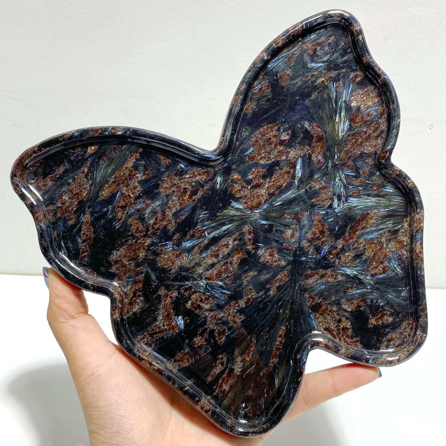 Garnet Mixed Astrophyllite Butterfly Plate Home Decor Wholesale