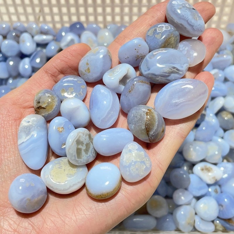 1in Blue Chalcedony Tumbled Gravel Wholesale -Wholesale Crystals