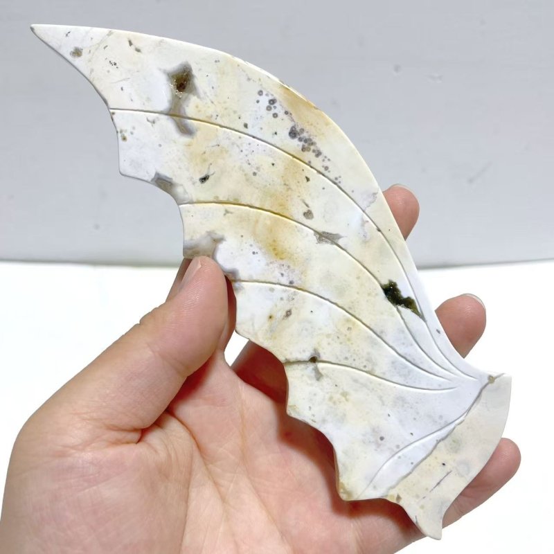 2 Pairs 8th Vein Ocean Jasper Flying Dragon Wing With Stand - Wholesale Crystals