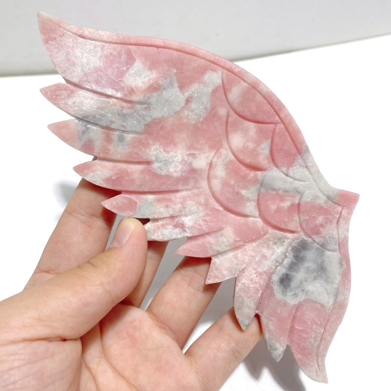 2 Pairs Angel Wing Carving With Stand Pink Opal Caribbean Calcite - Wholesale Crystals