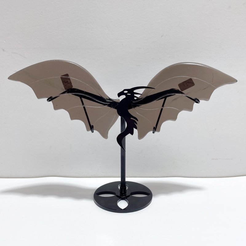 2 Pairs Ice Obsidian Flying Dragon Wing With Stand - Wholesale Crystals