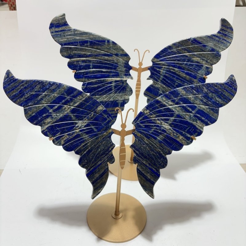 2 Pairs Large Lapis Lazuli Butterfly Carving With Stand -Wholesale Crystals