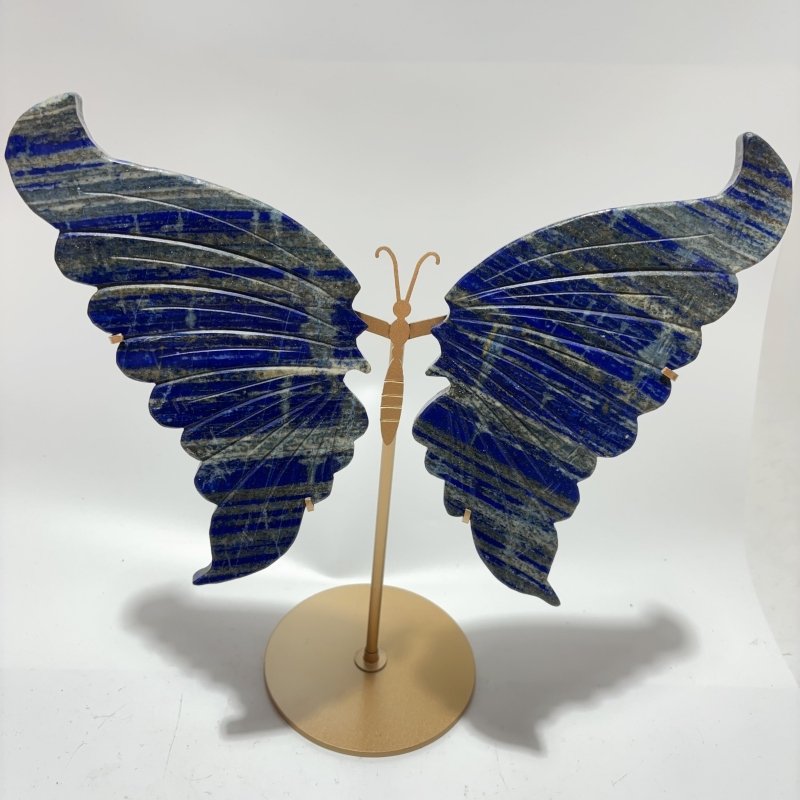2 Pairs Large Lapis Lazuli Butterfly Carving With Stand -Wholesale Crystals