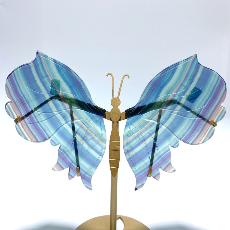 2 Pairs Rainbow Fluorite Symmetry Butterfly Wing With Stand - Wholesale Crystals
