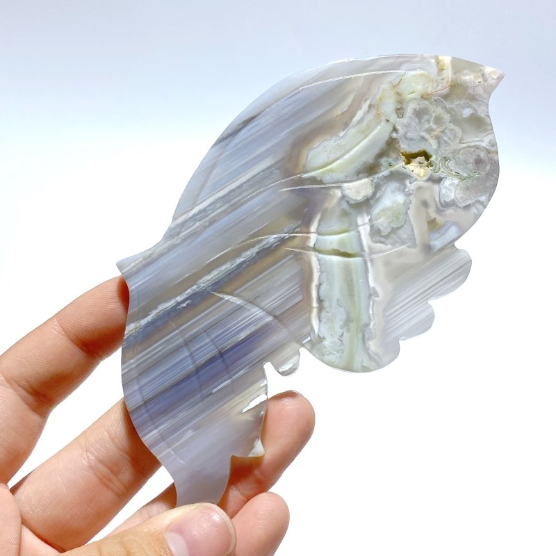 2 Pairs Sakura Flower Agate Butterfly Wing Carving With Stand - Wholesale Crystals