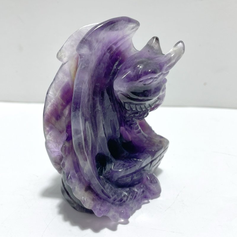 2 Pieces Beautiful Chevron Amethyst Dragon Castle Carving - Wholesale Crystals