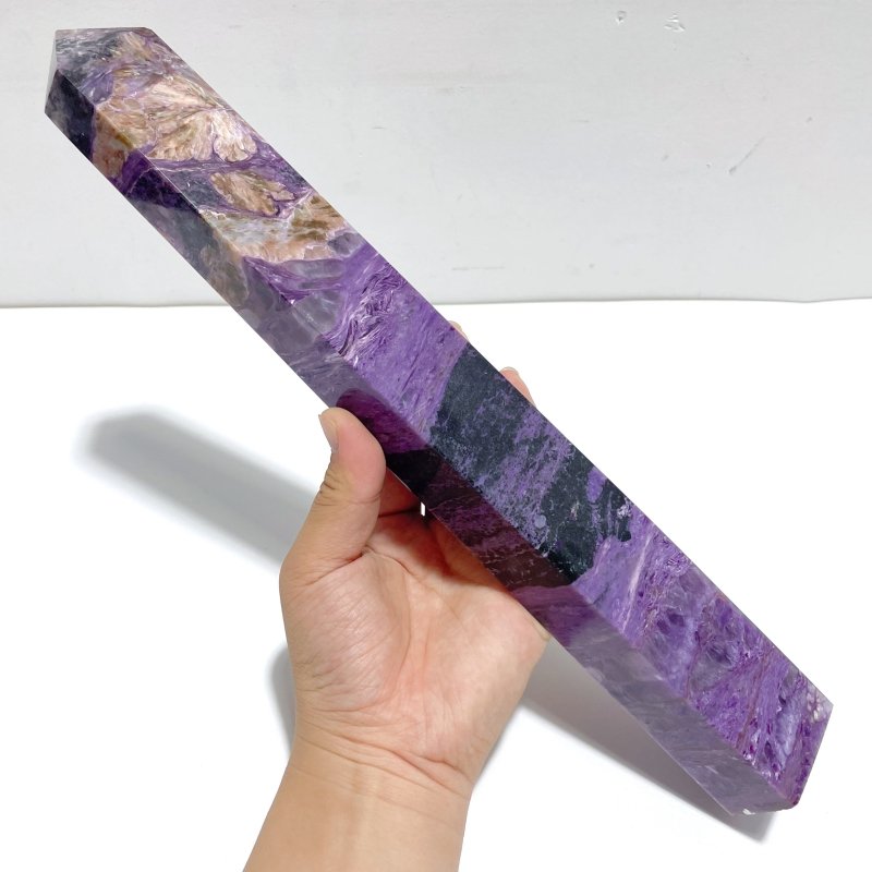 2 Pieces Charoite Four - sided Tower For Collection A05 - Wholesale Crystals