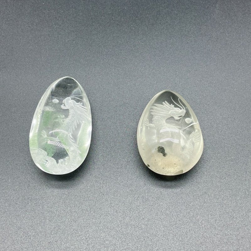 2 Pieces Chinese Dragon Garden Quartz Inner Scene Carving - Wholesale Crystals