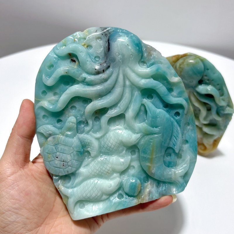 2 Pieces High Quality Caribbean Calcite Sea Animals Carving - Wholesale Crystals