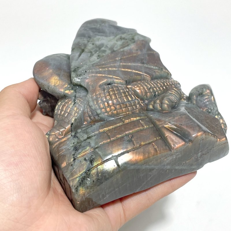 2 Pieces Labradorite Flying Dragon Castle Carving - Wholesale Crystals