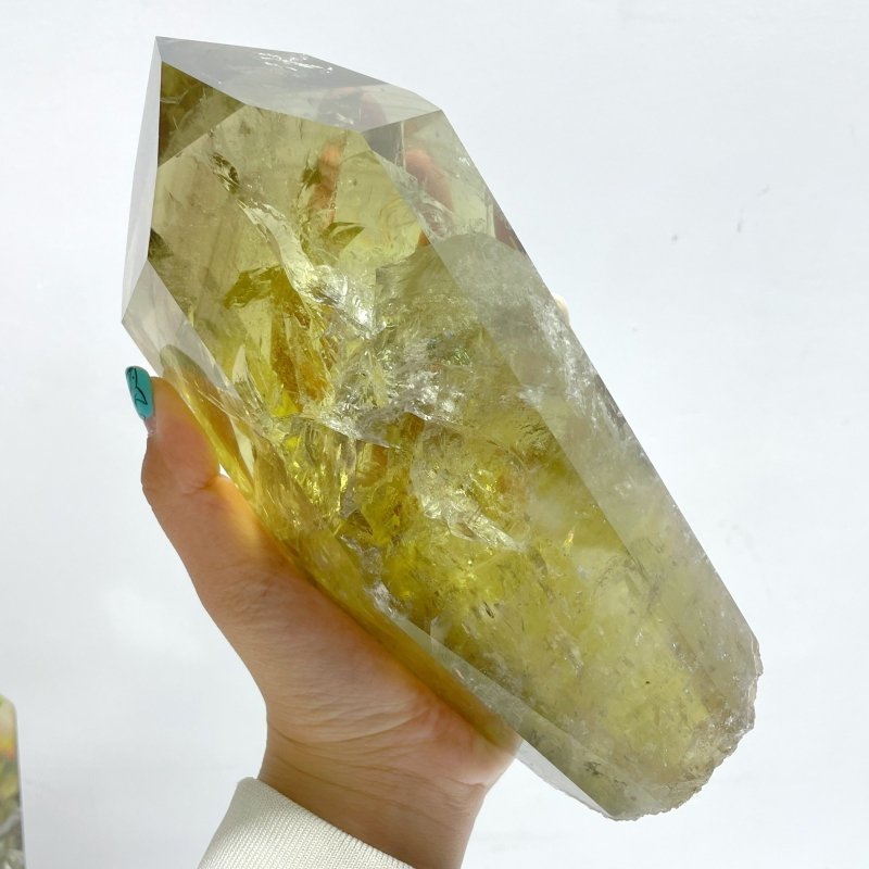 2 Pieces Large Citrine Mountain Tower Raw Bottom With Stand - Wholesale Crystals