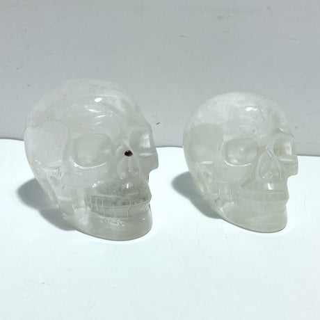 2 Pieces Large Clear Quartz Skull Carving - Wholesale Crystals