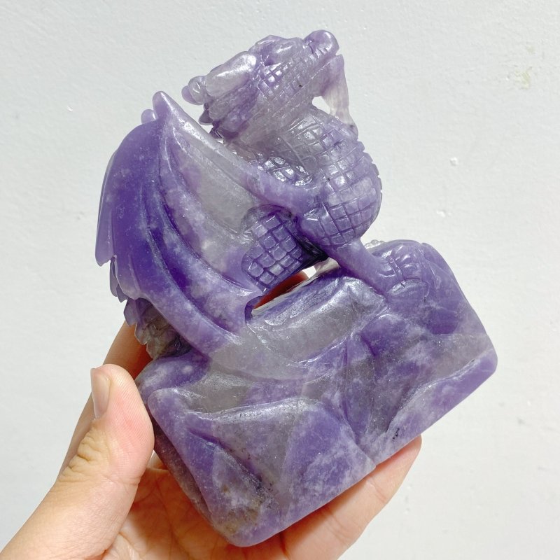 2 Pieces Purple Jade Flying Dragon Castle Carving -Wholesale Crystals