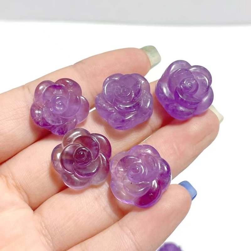 2 Styles Amethyst Rose Flower Carving Wholesale - Wholesale Crystals