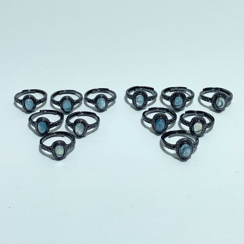 2 Styles Aquamarine Black Rings Wholesale - Wholesale Crystals