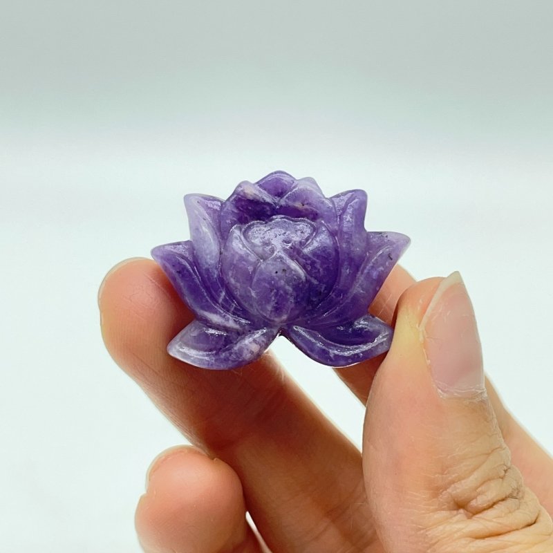 2 Types Lotus Flower Carving Wholesale Lepidolite Howlite -Wholesale Crystals