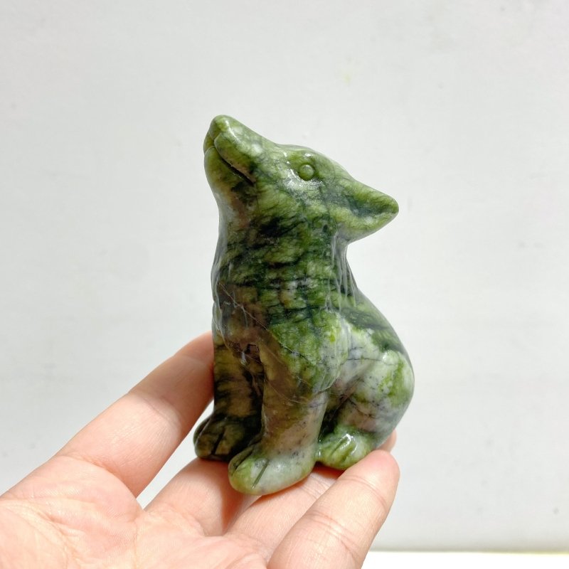 2 Types Wolf Carving Wholesale Green Jade Garnet - Wholesale Crystals