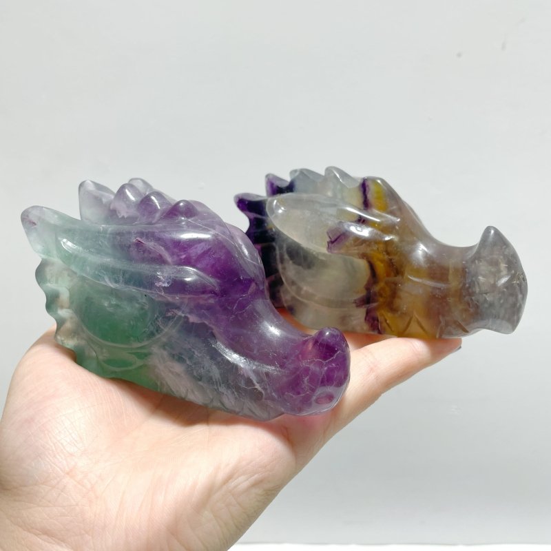 20 Pieces Rainbow Fluorite Dragon Head Carving - Wholesale Crystals