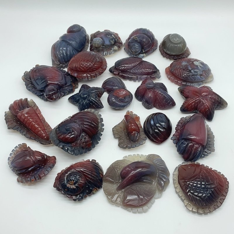 21 Pieces African Red Agate Sea Animals Carving -Wholesale Crystals
