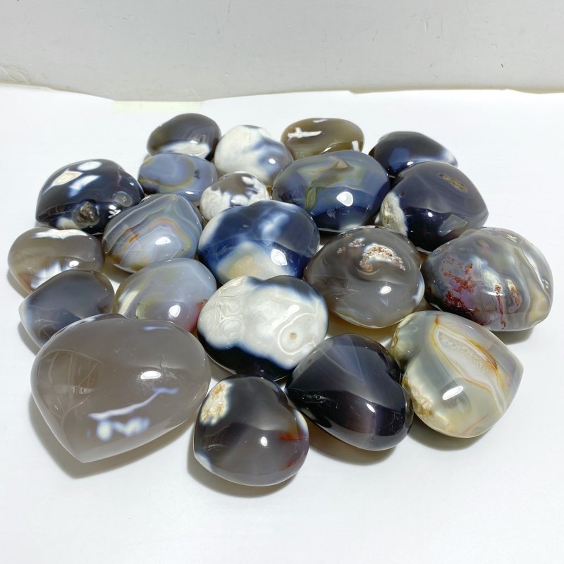 21 Pieces Black Orca Agate Heart 4 -Wholesale Crystals