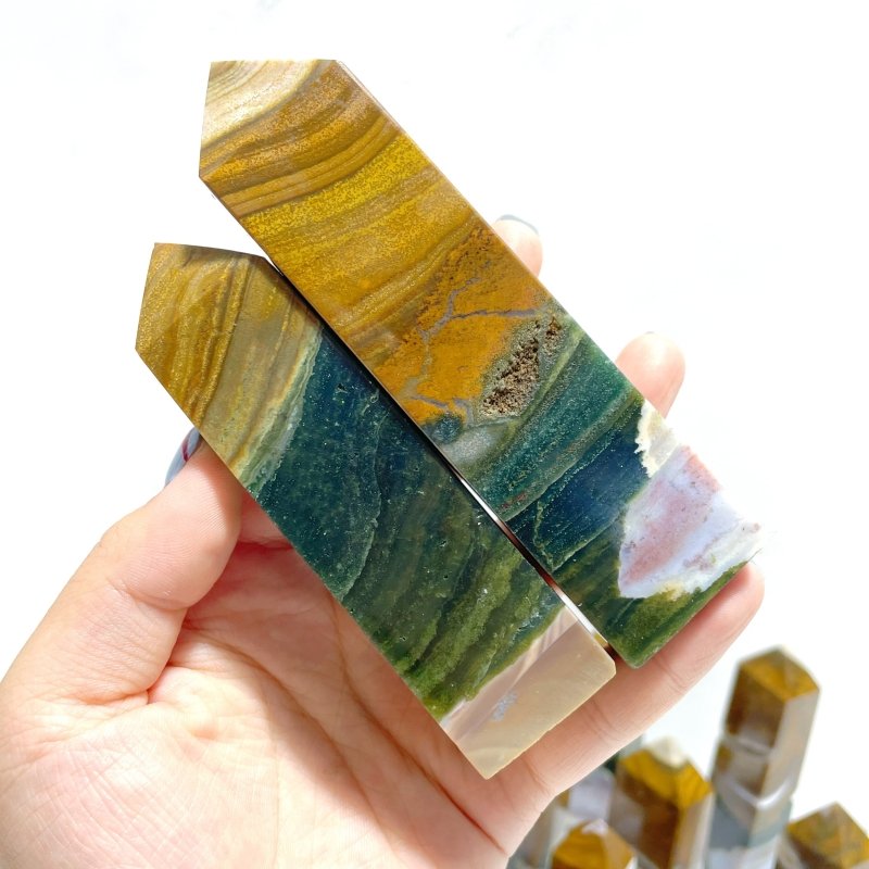 21 Pieces Ocean Jasper Four - sided Point 2 - Wholesale Crystals