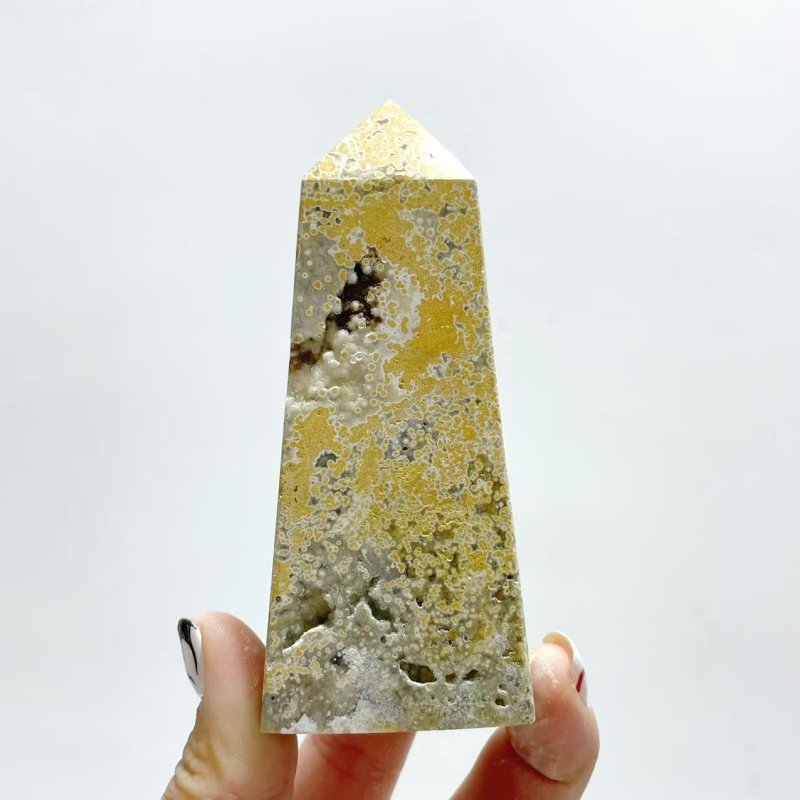24 Pieces Beautiful Vein Ocean Jasper Four - sided Tower Points - Wholesale Crystals