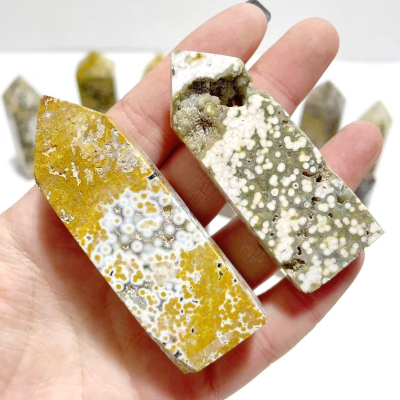 24 Pieces Beautiful Vein Ocean Jasper Four - sided Tower Points - Wholesale Crystals