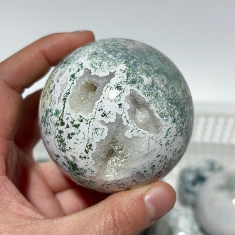 24 Pieces Moss Agate Spheres Ball Closeout -Wholesale Crystals