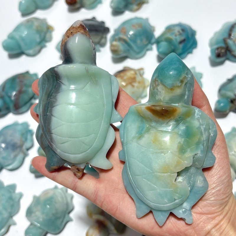 25 Pieces Caribbean Calcite Sea Turtle Carving - Wholesale Crystals