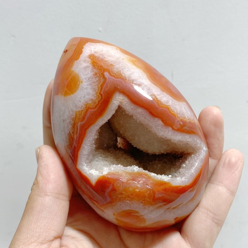 25 Pieces Geode Druzy Carnelian Eggs - Wholesale Crystals
