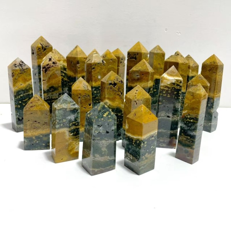 25 Pieces Ocean Jasper Four - sided Point 4 - Wholesale Crystals