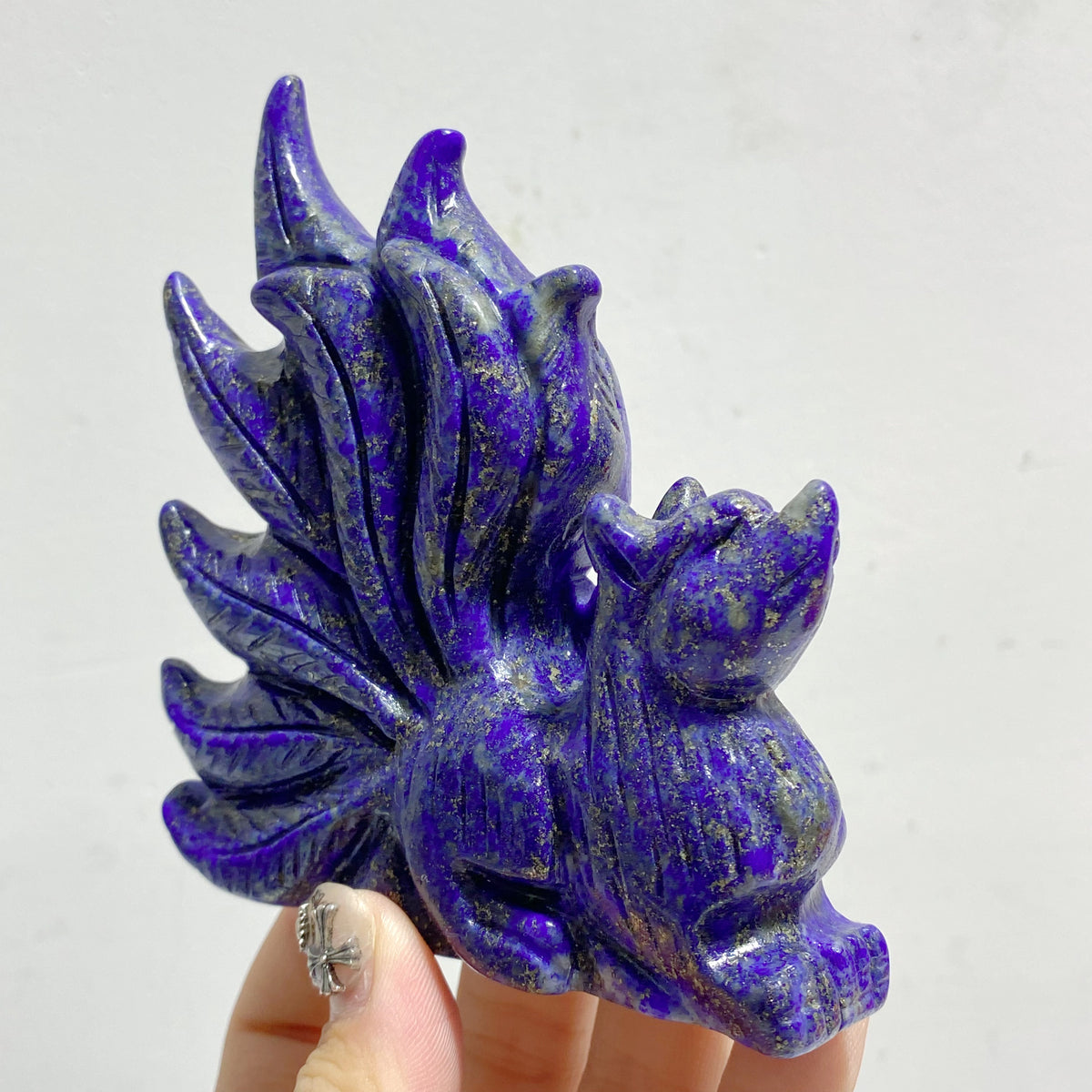 6 Pieces Lapis Lazuli Nine-tailed Fox Carving
