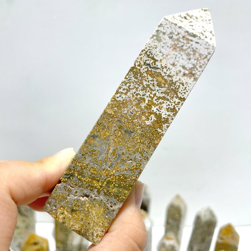 27 Pieces Beautiful Vein Ocean Jasper Four - sided Tower Points - Wholesale Crystals