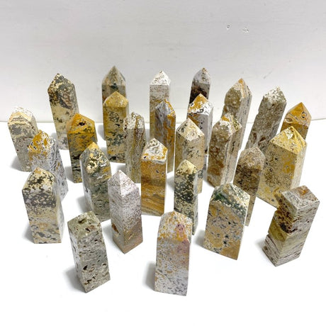 27 Pieces Beautiful Vein Ocean Jasper Four - sided Tower Points - Wholesale Crystals
