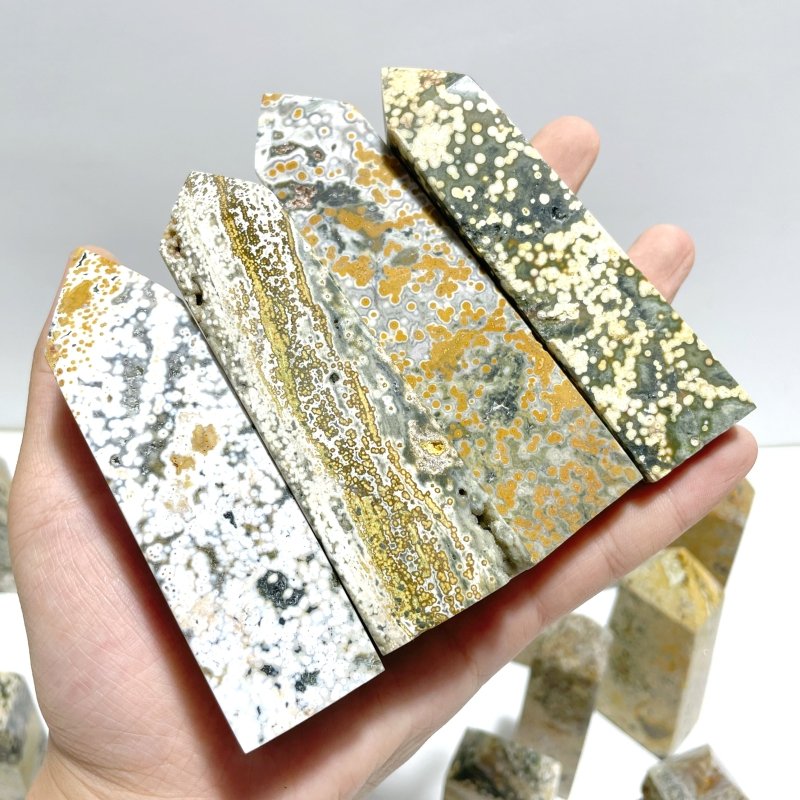 27 Pieces Beautiful Vein Ocean Jasper Four - sided Tower Points - Wholesale Crystals