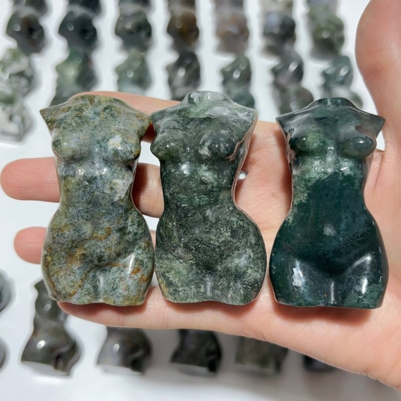 28 Pieces Beautiful Moss Agate Goddess Crystal Carving -Wholesale Crystals