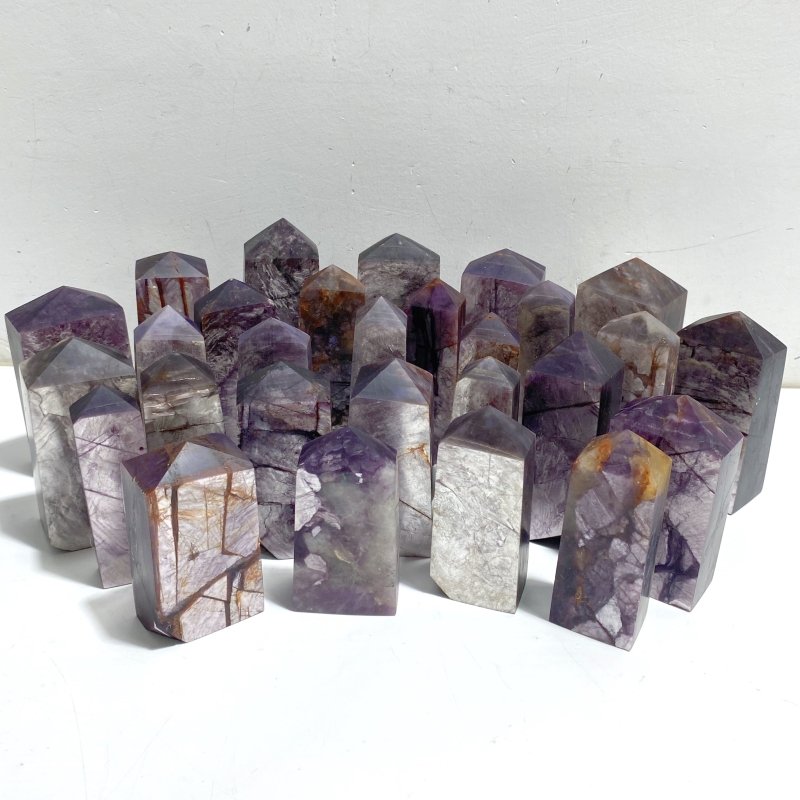 28 Pieces Purple Spark Lepidolite Four-Sided Tower -Wholesale Crystals