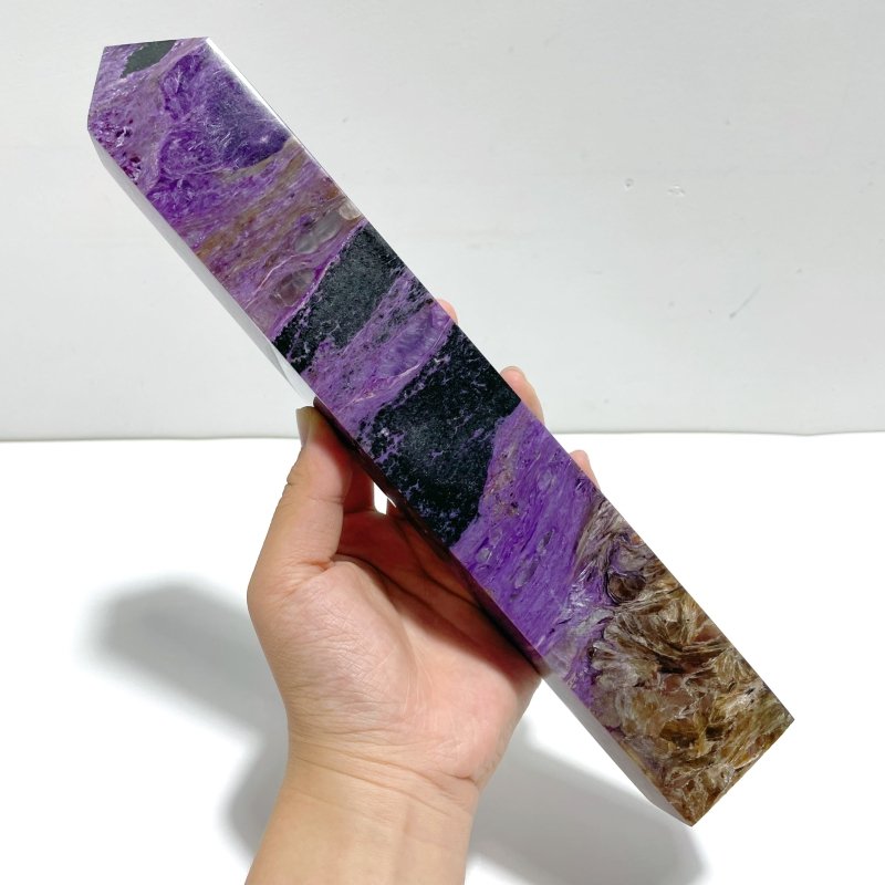 28.5CM Large Charoite Four - sided Tower For Collection A01 - Wholesale Crystals