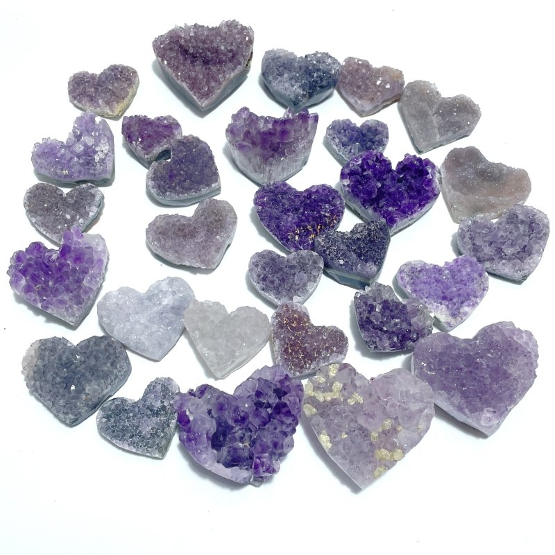 29 Pieces Beautiful Amethyst Cluster Heart - Wholesale Crystals