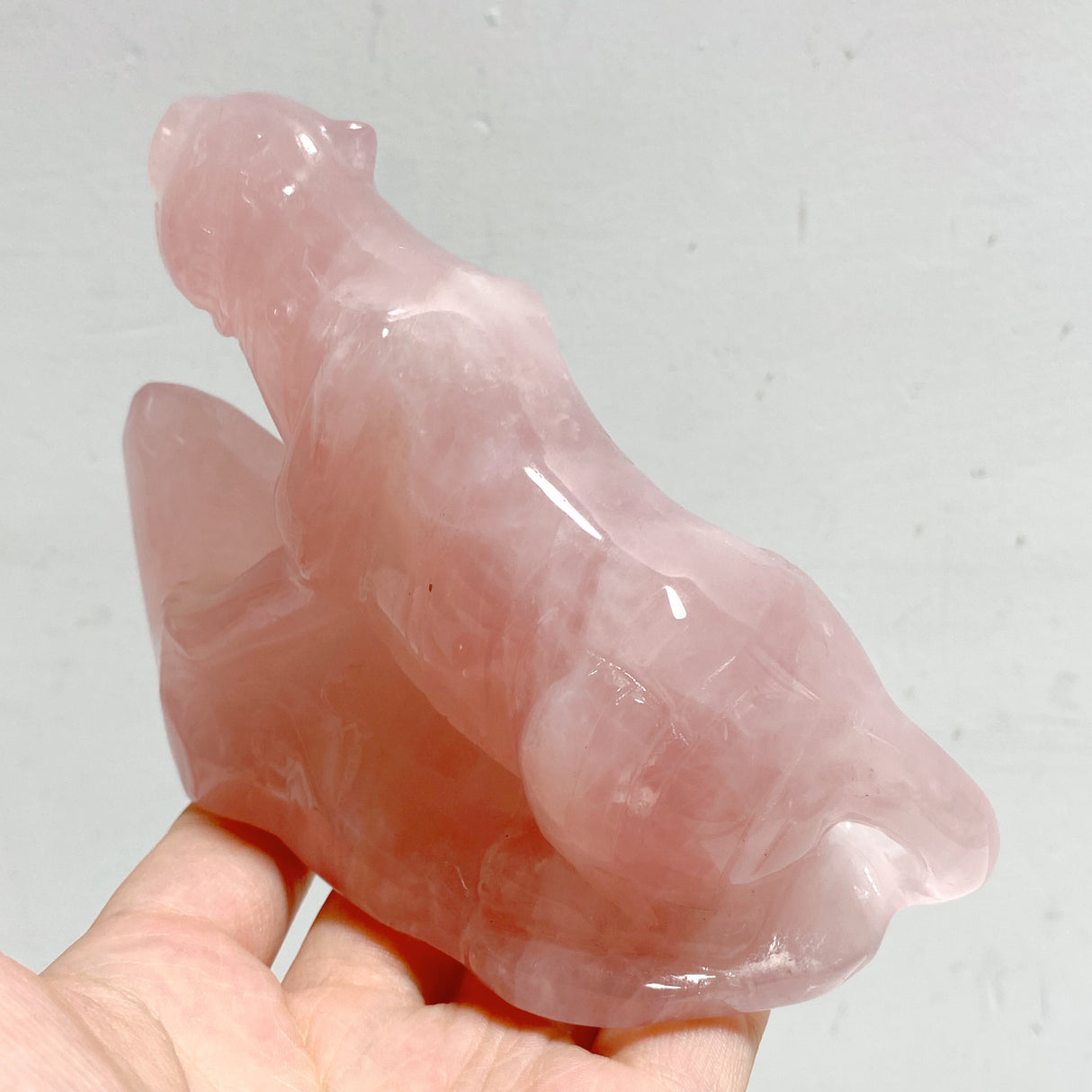 3 Pieces Beautiful Rose Quartz Leopard Carving