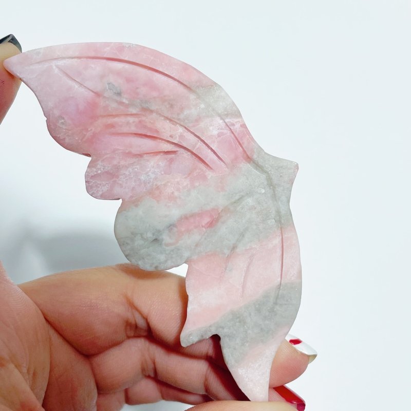 3 Pairs Cute Pink Opal Butterfly Wing Carving With Stand - Wholesale Crystals