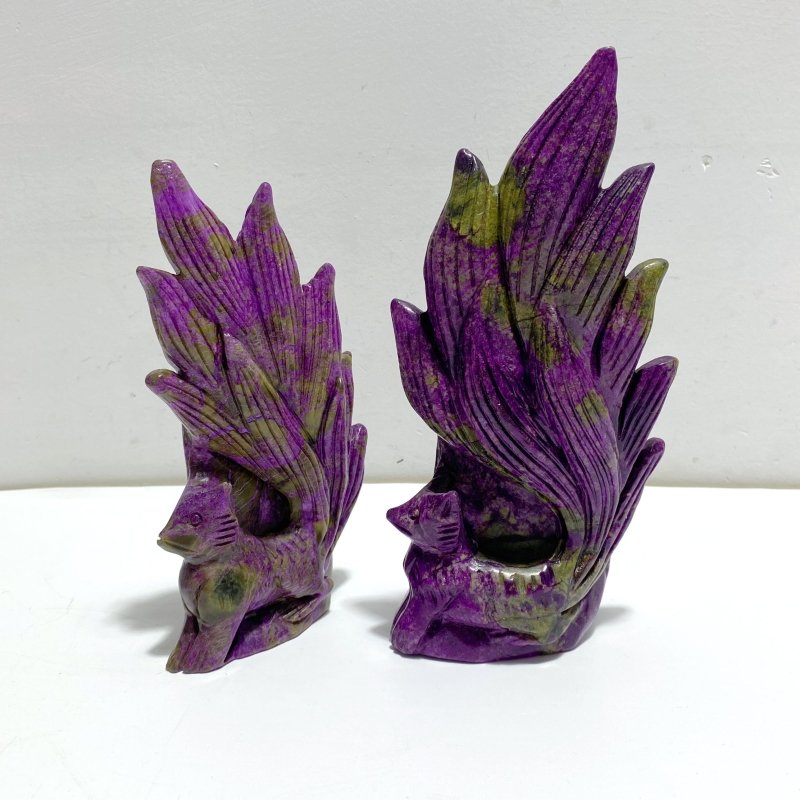 3 Pieces Atlantisite Nine - tailed Foxes Carving - Wholesale Crystals