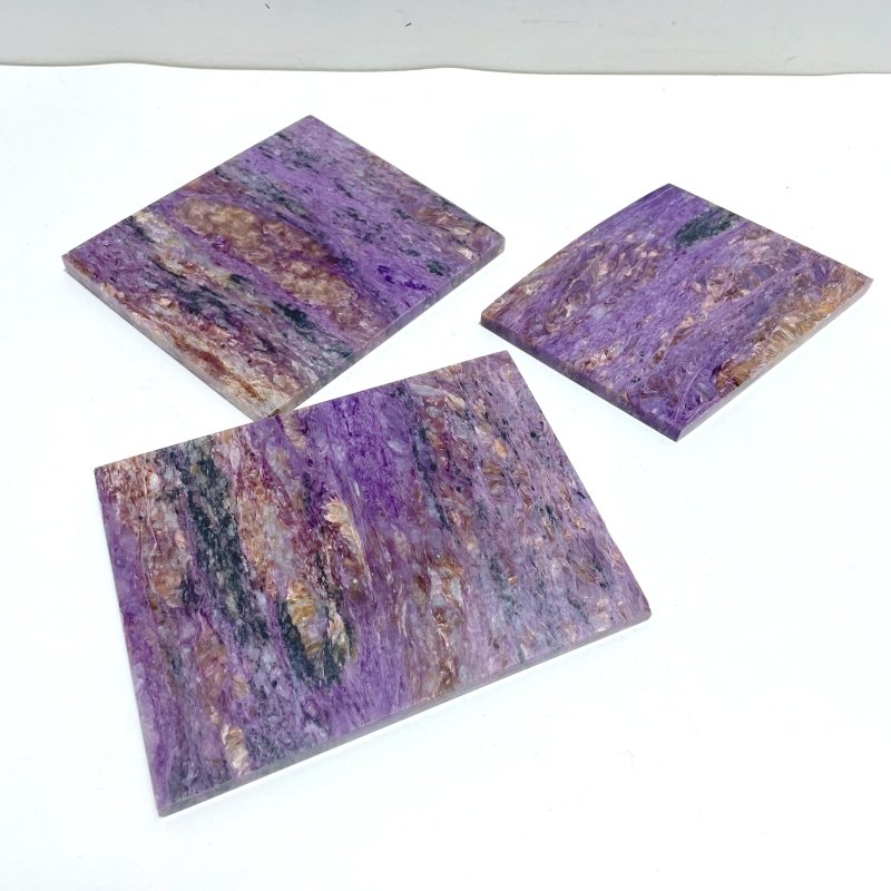 3 Pieces Beautiful High Quality Charoite Slab - Wholesale Crystals