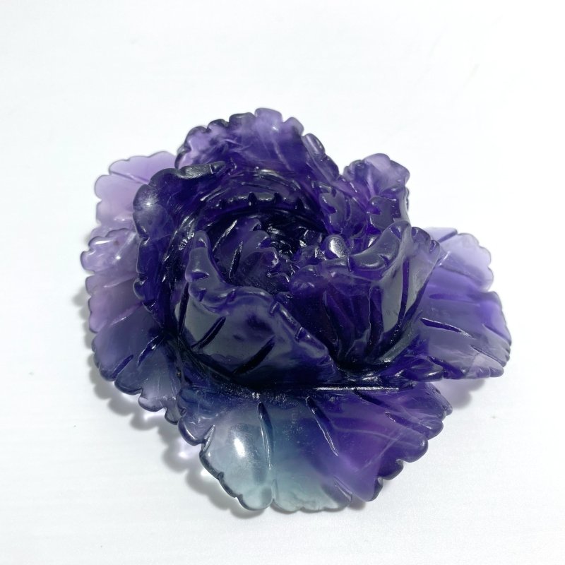 3 Pieces Beautiful Purple Fluorite Flower Carving 5 - Wholesale Crystals