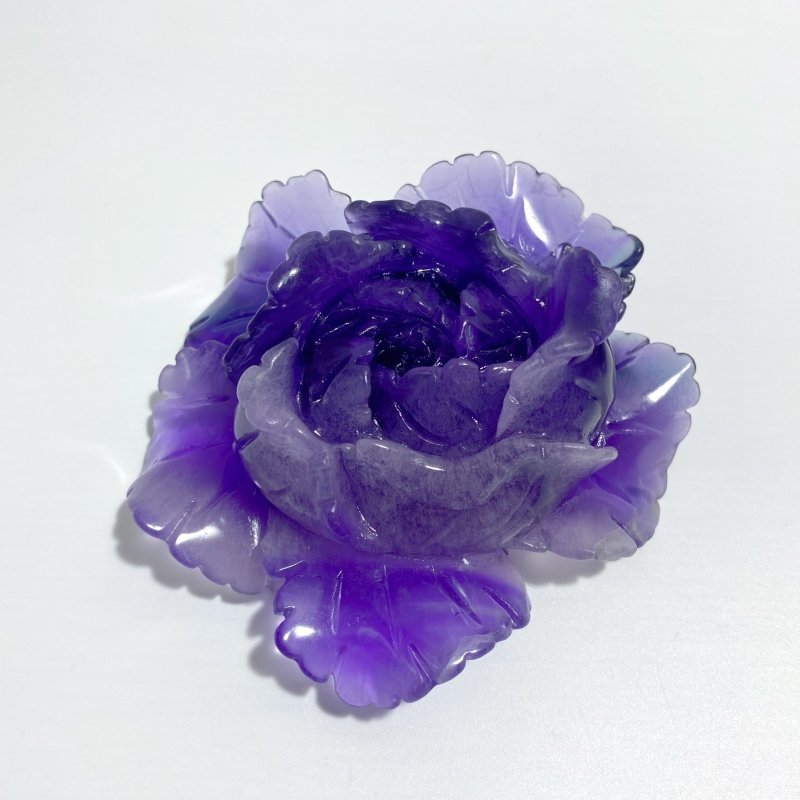 3 Pieces Beautiful Purple Fluorite Flower Carving 5 - Wholesale Crystals