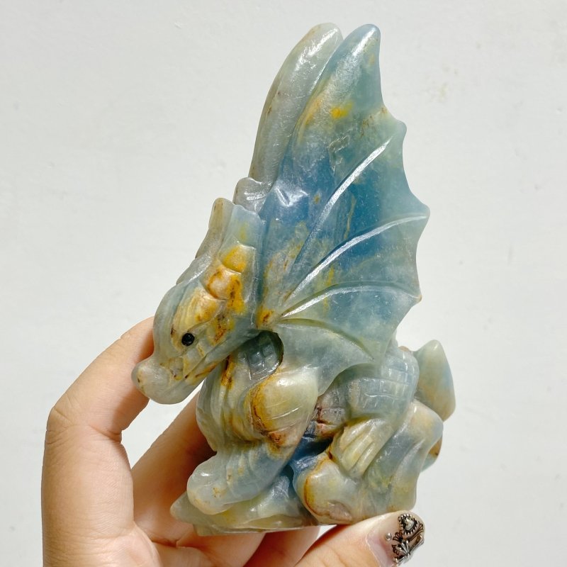 3 Pieces Blue Onyx Flying Dragon Castle Carving -Wholesale Crystals