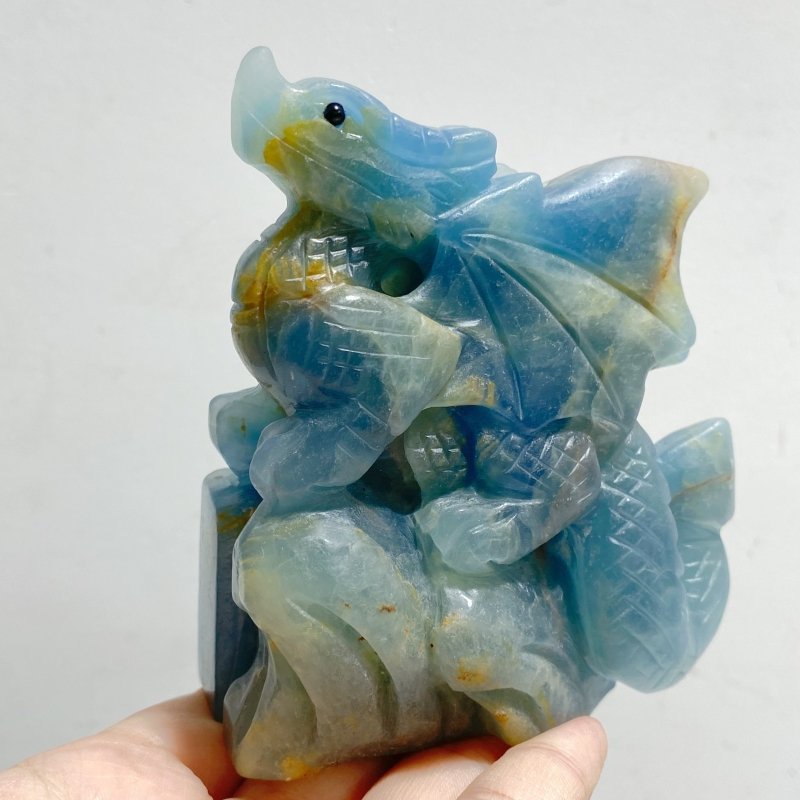 3 Pieces Blue Onyx Flying Dragon Castle Carving(Defect) -Wholesale Crystals