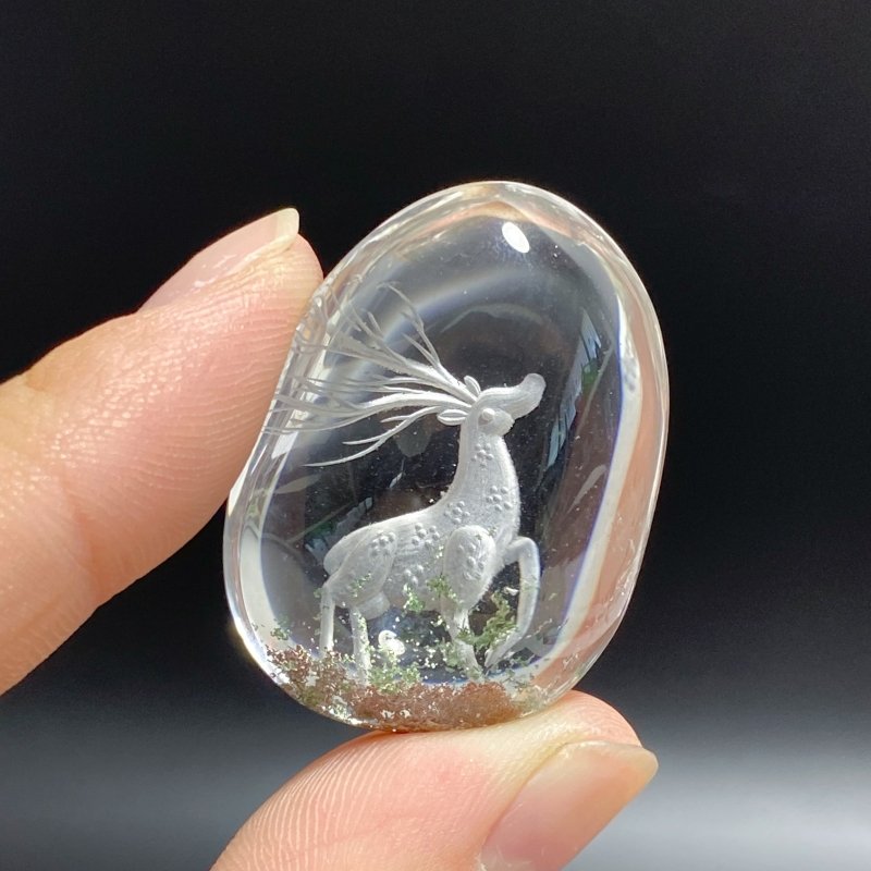 3 Pieces Deer Garden Quartz Inner Scene Carving -Wholesale Crystals