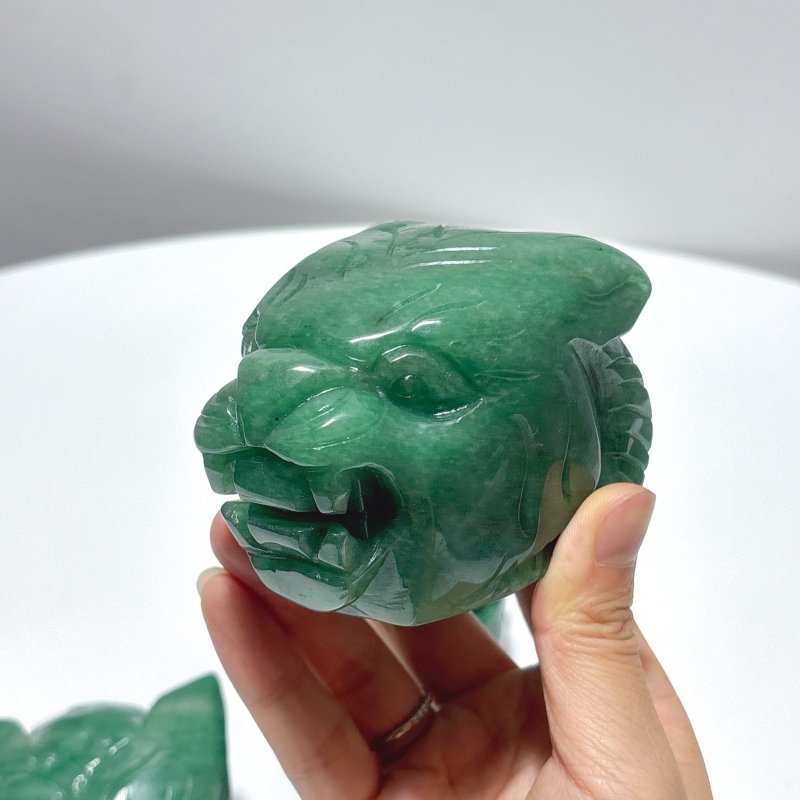 3 Pieces Green Aventurine Tiger Head Carving - Wholesale Crystals